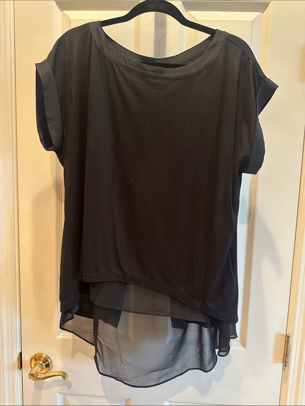 Banana Republic Black Layered Sheer-Hem Tunic